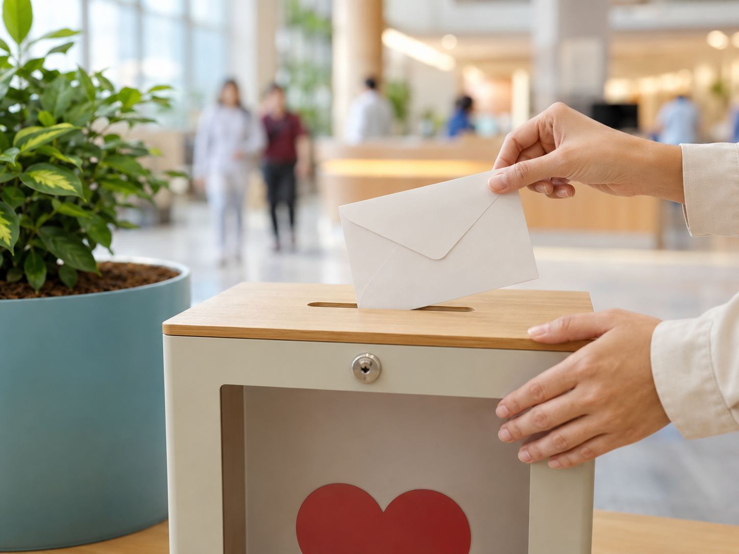 Placing a donation in the Hospital donation box